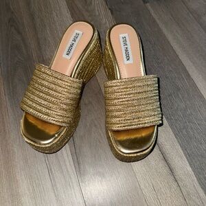 Steve Madden Metallic Gold Mules